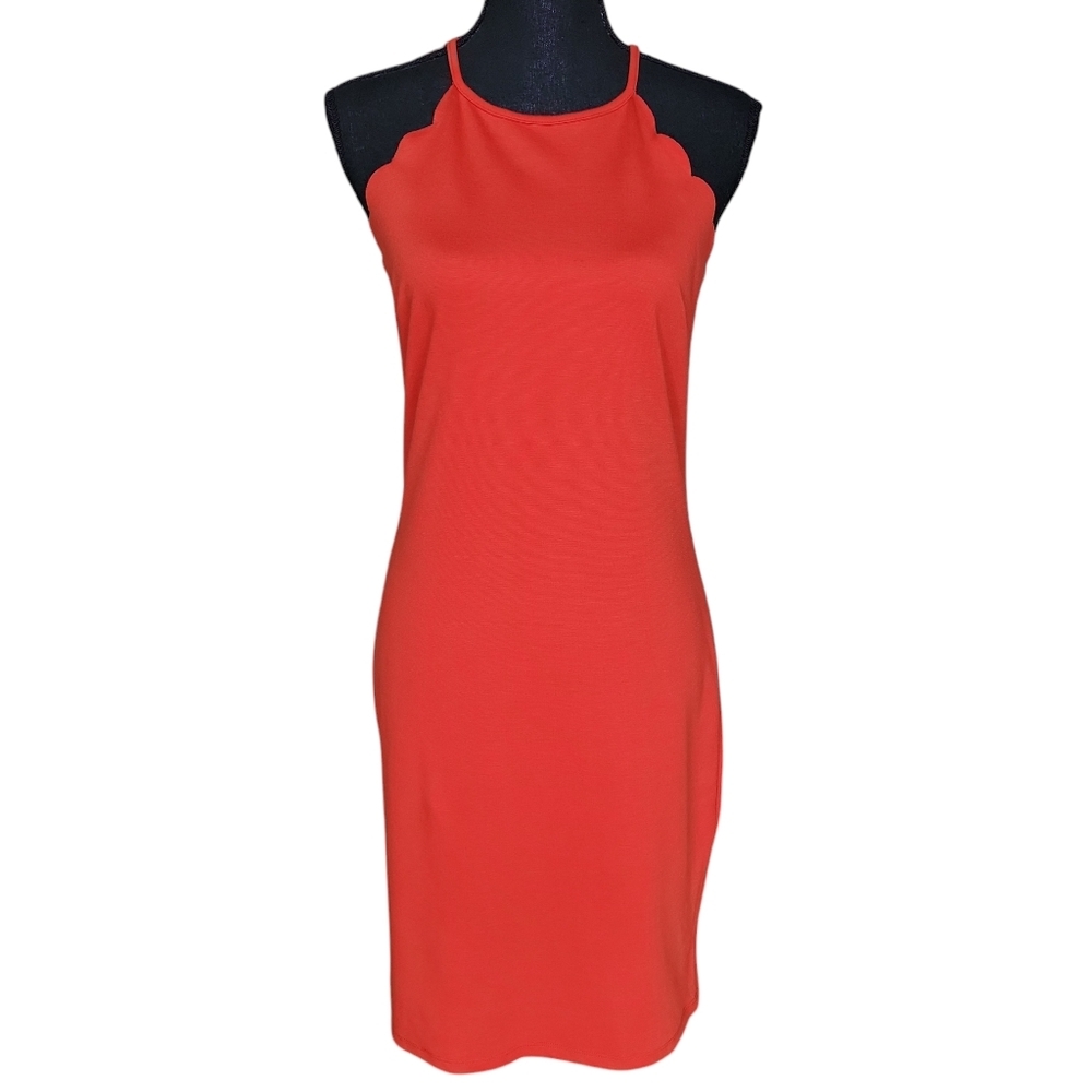 Free Press Blood Orange Scallop Trim Mini Dress Women's Size M